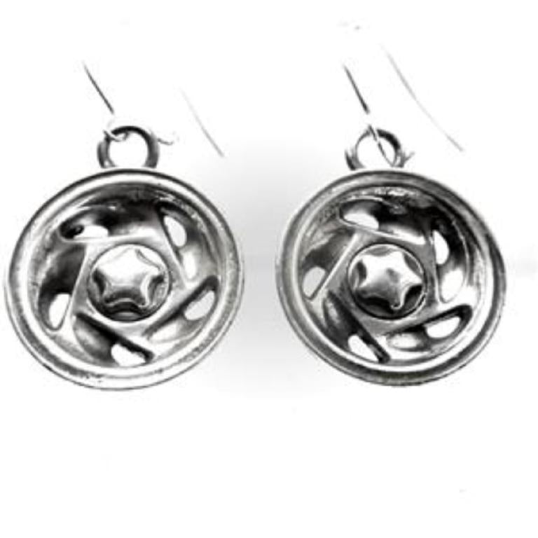 MAG WHEEL STERLING SILVER EAR RINGS W/ WIRES(92.5) image 0