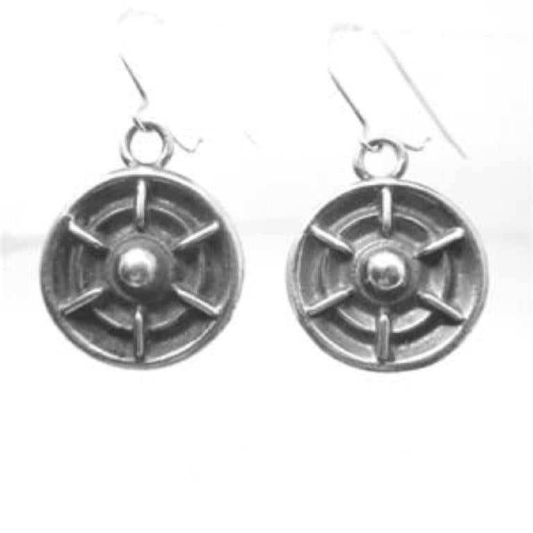 1950'S HUB CAPS STERLING SILVER EAR RINGS W/ WIRES image 0