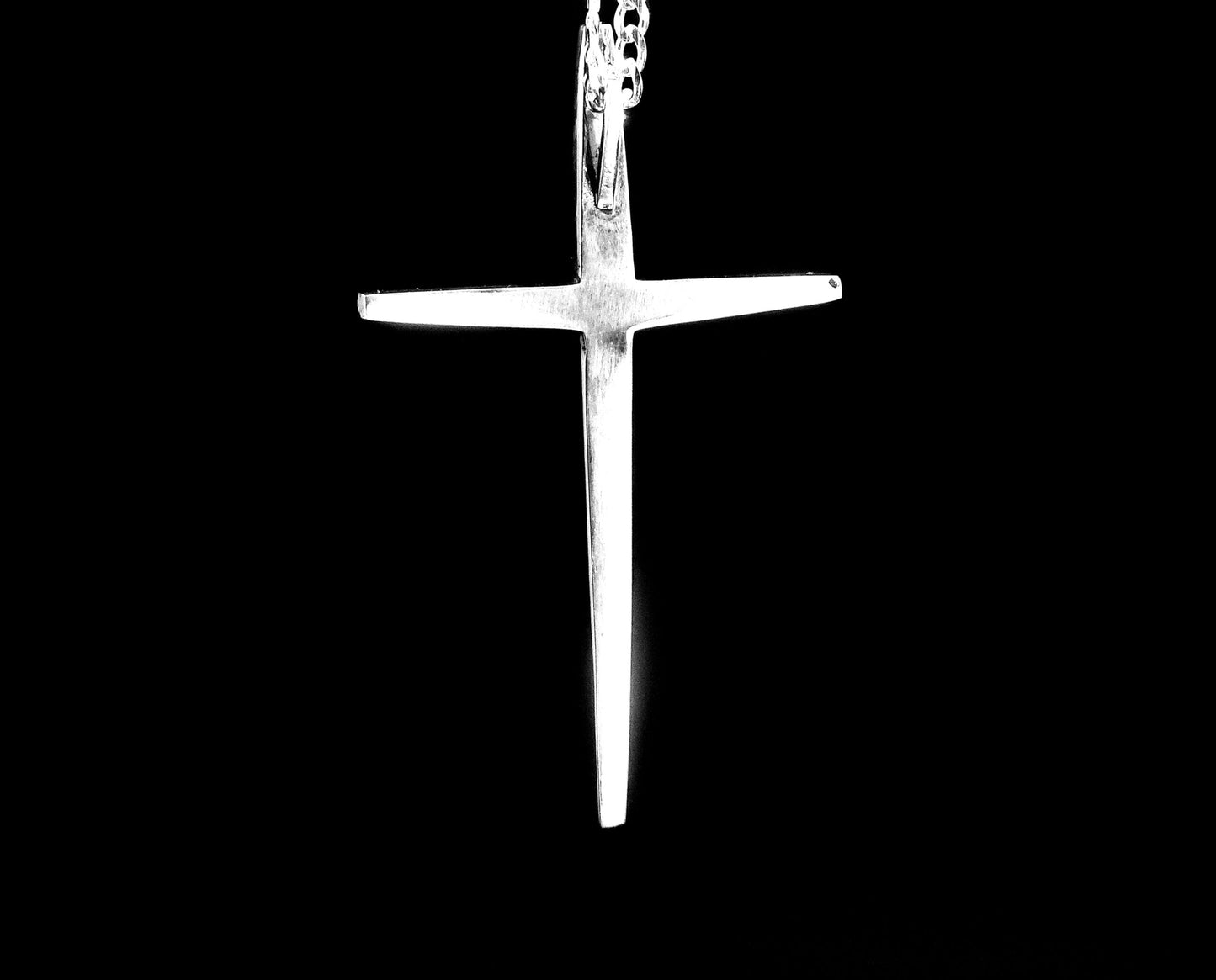 CROSS-TAPERED TEXTURED-STERLING SILVER CROSS SIZE: 3″ X 1 7/8" image 2