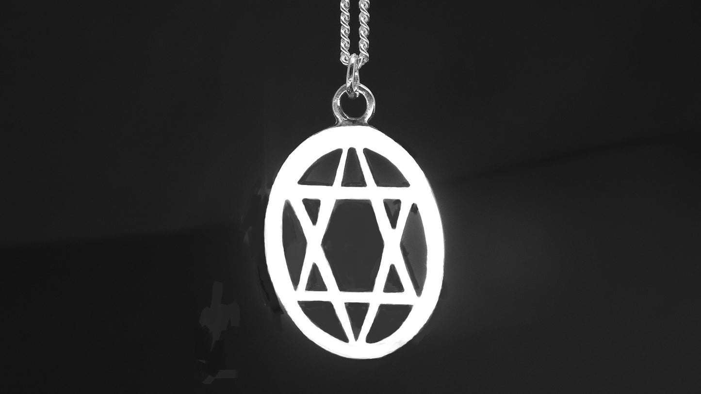 SIX POINT STAR OVAL PENDANT-STERLING SILVER image 0