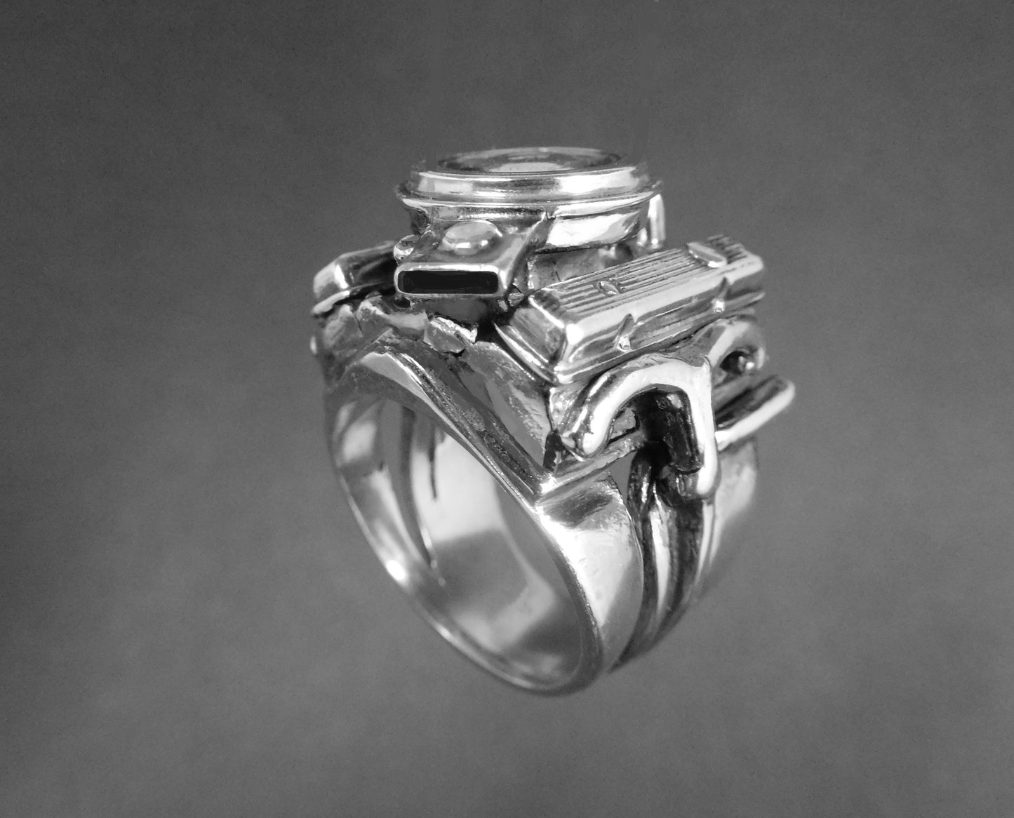 CHEVY 400 SMALL BLOCK CHEVY STERLING SILVER ENGINE-RING image 2