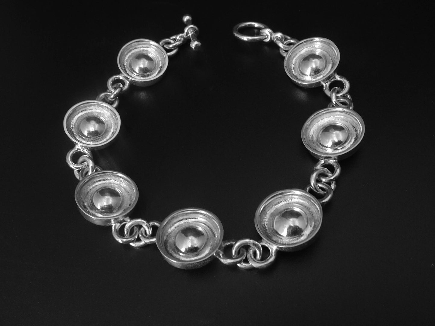 BABY MOON WHEELS & HUB CAP STERLING SILVER CHAIN LINK BRACELET image 1