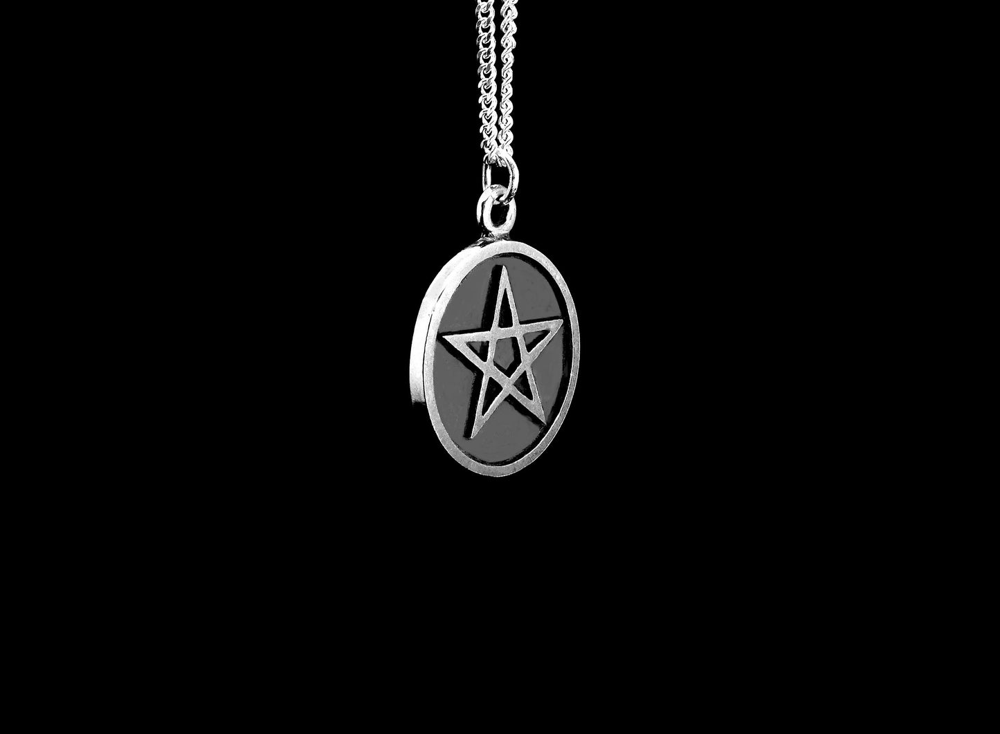 STAR IN SOLID ROUND PENDANT-STERLING SILVER image 1