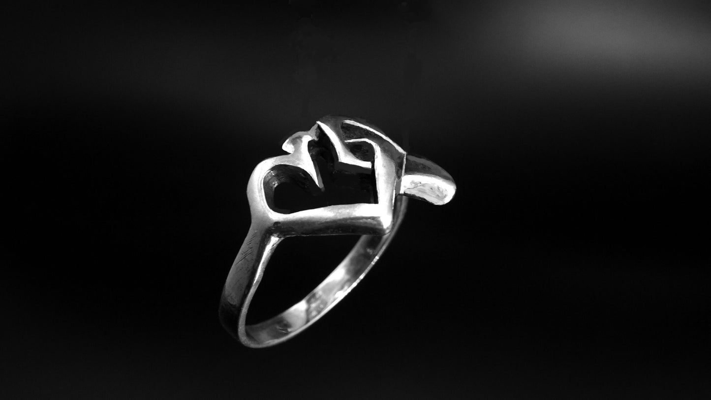 DOUBLE HEART RING-STERLING SILVER image 2