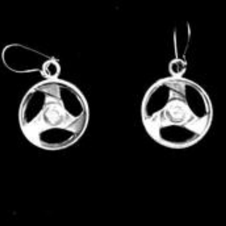 MAG WHEEL EAR RINGS WITH WIRES V-3 SPOKE LEVER BACK image 0