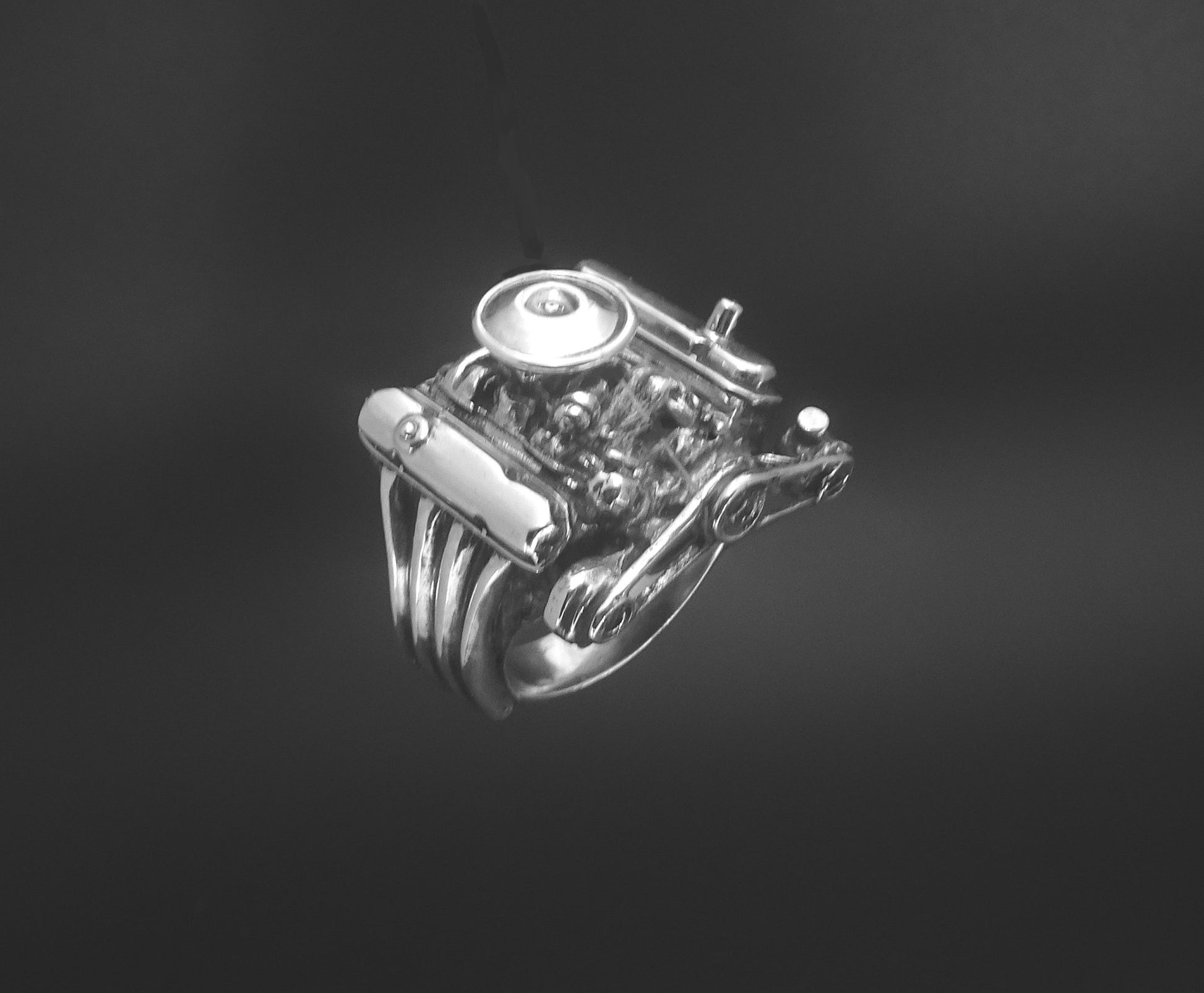 DODGE 440 ENGINE RING W/SMALL AIR CLEANER STERLING SILVER image 2