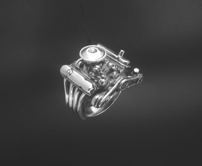 DODGE 440 ENGINE RING W/SMALL AIR CLEANER STERLING SILVER image 2