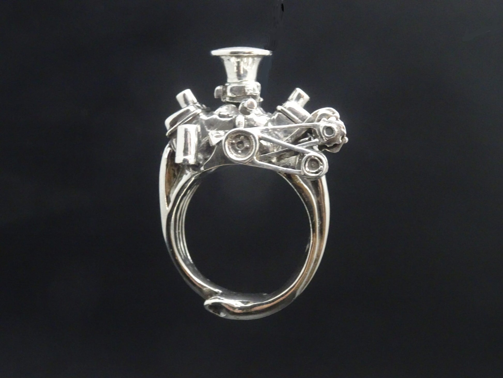 396 BIG BLOCK CHEVY STERLING SILVER ENGINE RING image 1