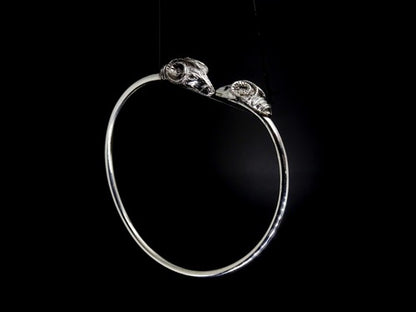 RAMS HEAD OPEN ROUND BANGLE BRACELET-STERLING SILVER image 1