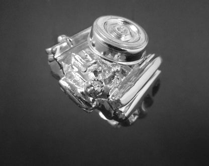 DODGE 383 ENGINE RING  W/ AIR CLEANER STERLING SILVER image 1