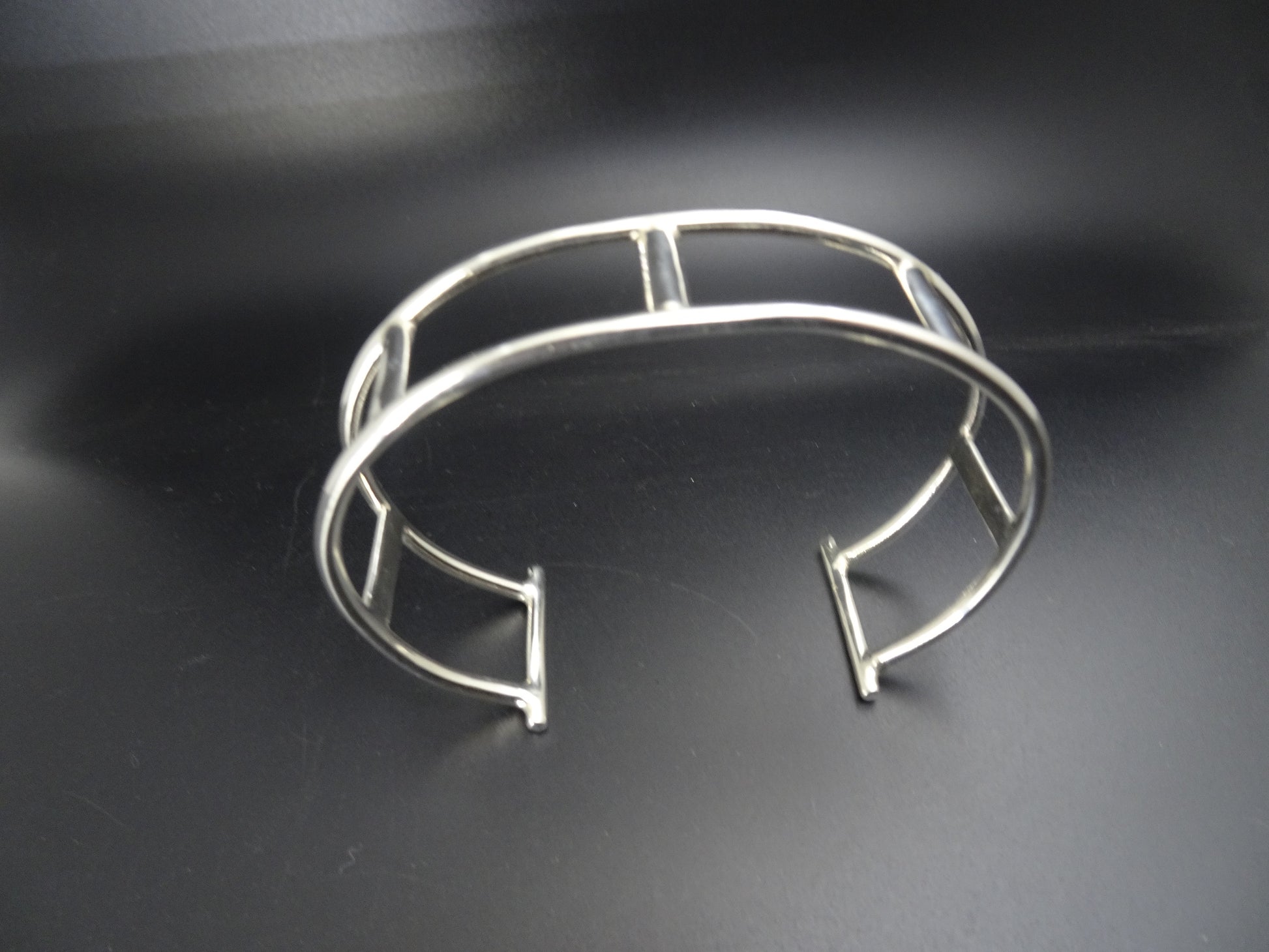 CUFF BRACELET 10GA ROUND WIRE STERLING SILVER image 1