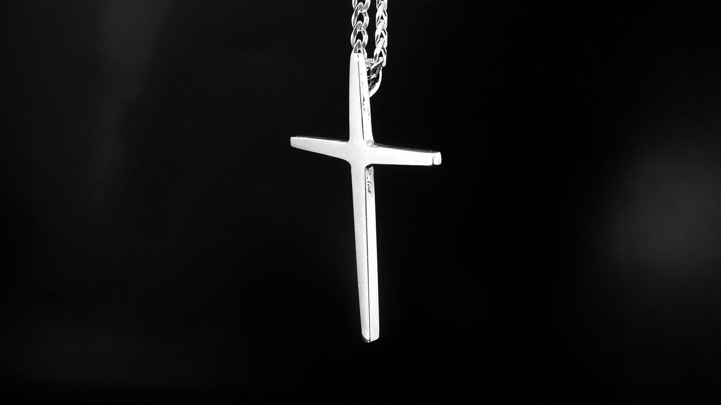 CROSS-SMALL TAPERED STERLING SILVER      1 3/4" X 1 1/8" image 1