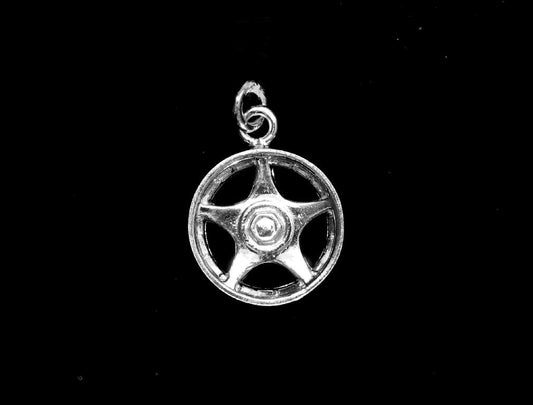 STERLING SILVER (92.5)-MAG WHEEL CHARM- STAR-5-SPOKES image 0