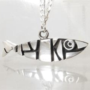 ABSTRACT STERLING SILVER FISH PENDANT image 0