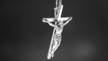 CRUCIFIX-LARGE SOLID STERLING SILVER - 3 INCH X 1 7/8 INCH - FOUR SIZES AVAILABLE image 1