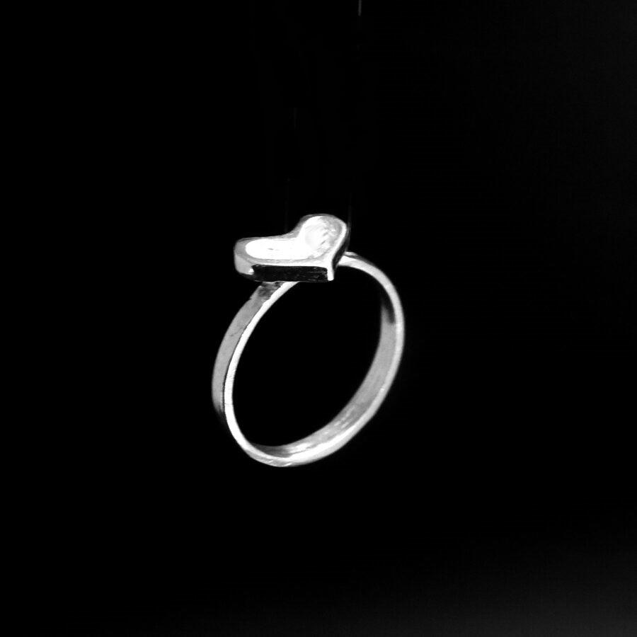 HEART ON RING BAND-STERLING SILVER image 0