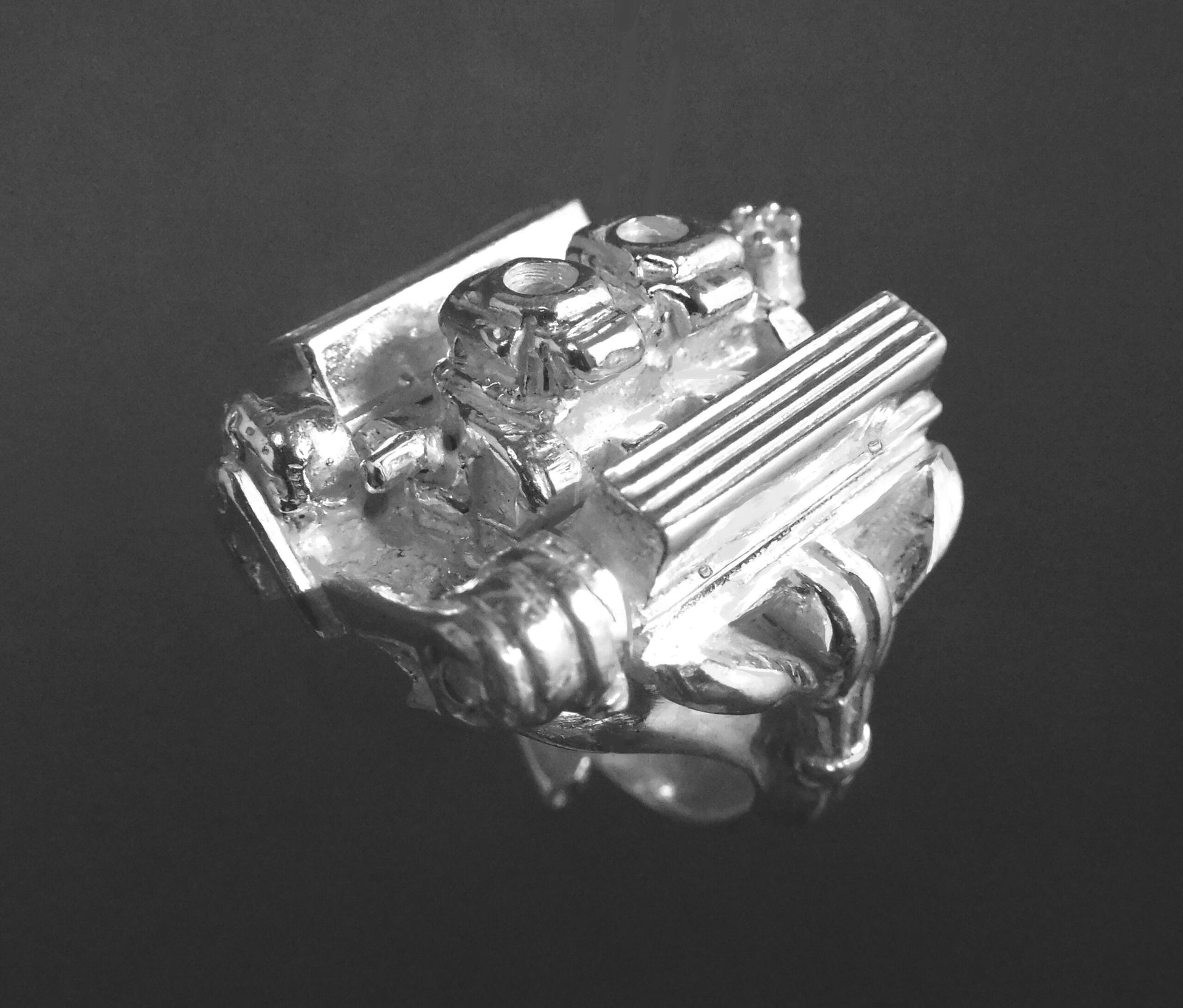 CHEVY 400 SMALL BLOCK W/ TWO FOUR BARREL CARBS STERLING SILVER image 1