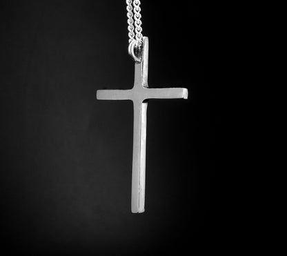 CROSS-SMALL SHINNY STRAIGHT STERLING SILVER (92.5) 18 INCH CHAIN 1 3/4" X 1 1/8" image 1
