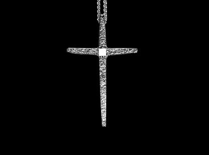 CROSS-SMALL TAPERED TEXTURE STERLING SILVER (92.5) 18 INCH CHAIN 1 3/4" X 1 1/8" image 2