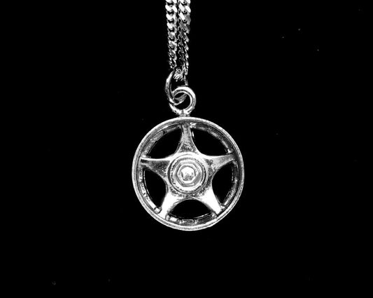 MAG WHEEL STAR-5-SPOKES STERLING SILVER (92.5) PENDANT W/18 INCHCHAIN image 0