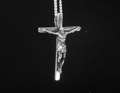 CRUCIFIX -THIRD SIZE - SOLID STERLING SILVER (92.5)               1 5/8″ X 1 1/8″ image 6