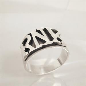 RAISED INITIAL ID RING-STERLING SILVER image 0