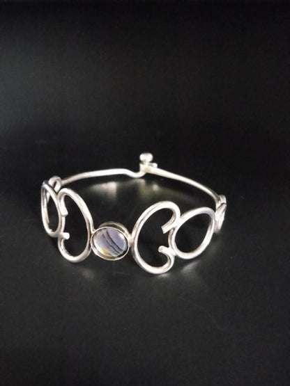 CLASP BRACELET 12MM STONE-STERLING SILVER image 0