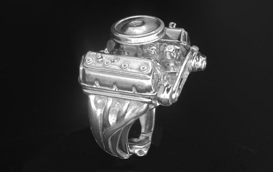 CHRYSLER 426 HEMI STERLING SILVER-ENGINE RING image 0