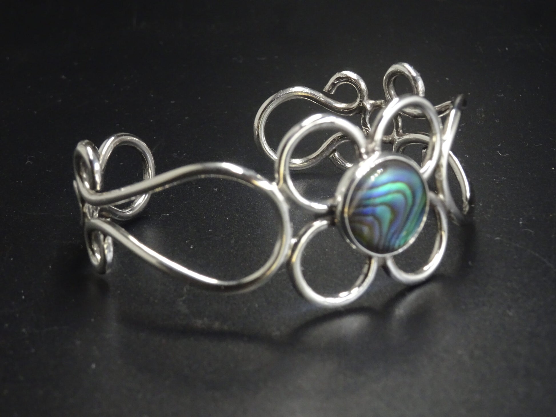 CUFF BRACELET 12MM STONE-STERLING SILVER image 1