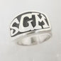 ID RECTANGLE TAPERED BEZEL INITIAL STERLING SILVER-RING image 0