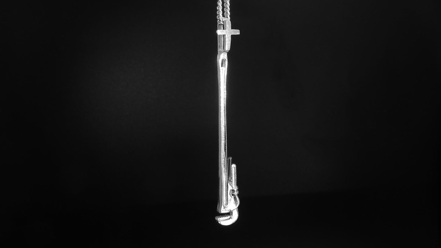 MINI-PLUMBERS PIPE WRENCH PENDANT- STERLING SILVER image 0