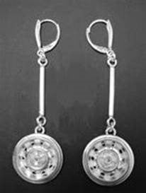 STERLING SILVER-DANGLE MAG WHEEL WITH LEVER BACK EARRINGS     TSH-108-APJ-71 image 0