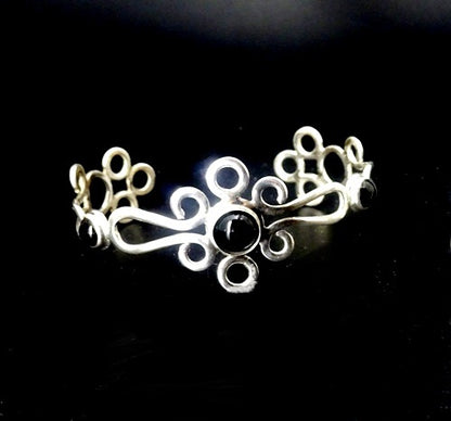 THREE STONE STERLING SILVER CUFF BRACELET/ OPTIONAL MATCHING RING image 1