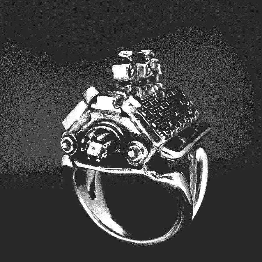 1932 FORD - MIDGET RACE CAR ENGINE RING STERLING SILVER image 2