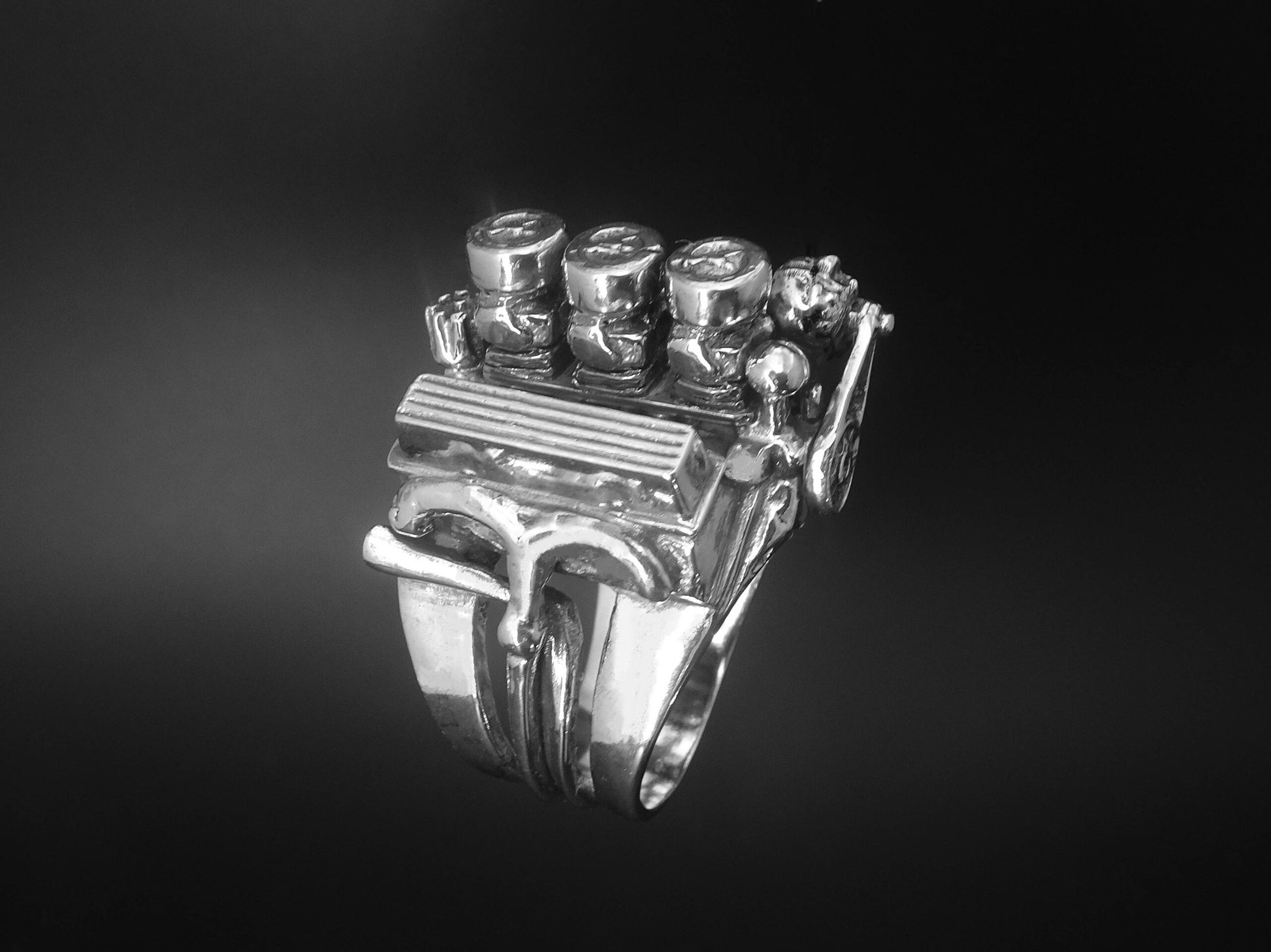 CHEVY 327 3 X 2'S ENGINE RING-STERLING SILVER image 1