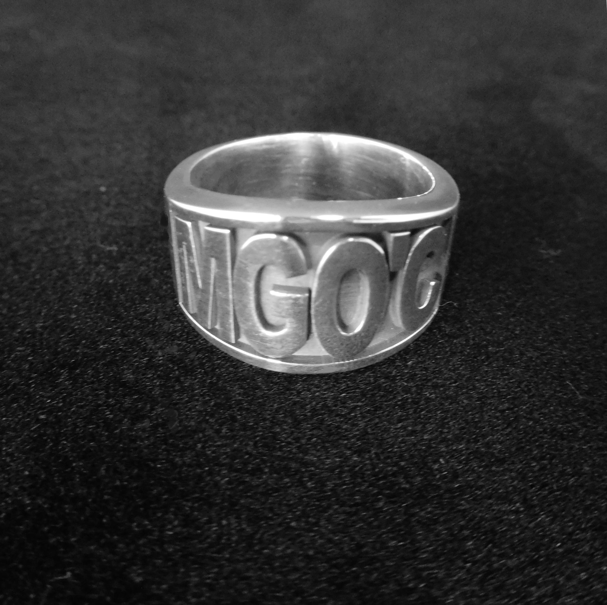 ID RING WITH FOUR RAISED LETTERS image 1