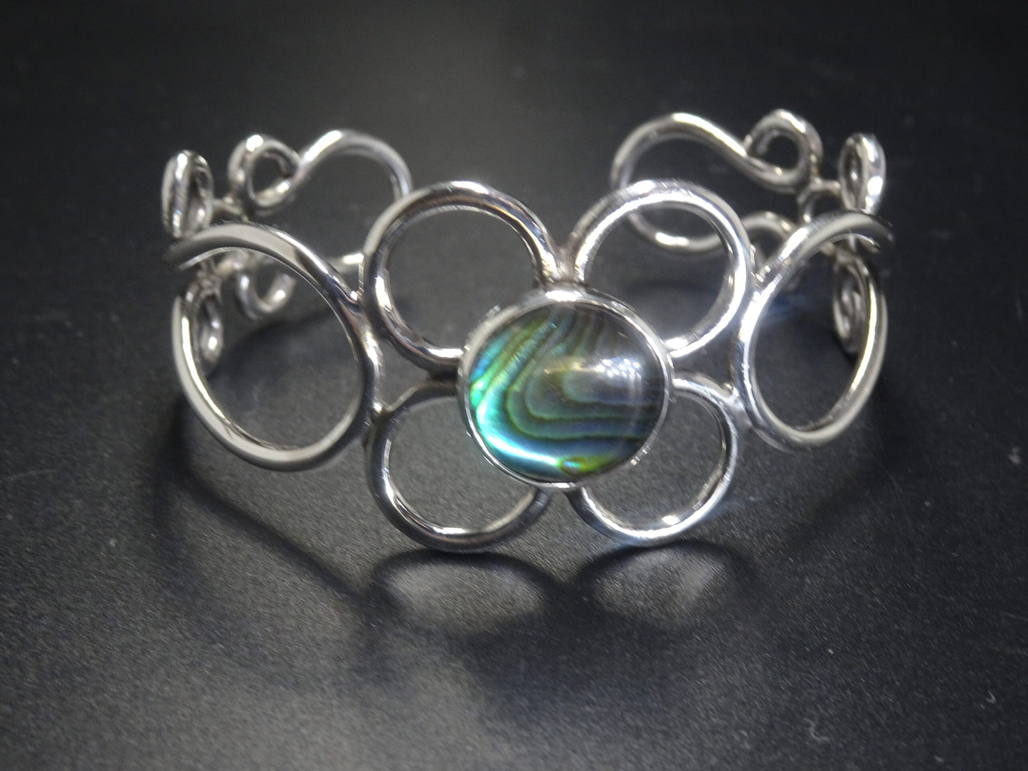 CUFF BRACELET 12MM STONE-STERLING SILVER image 0