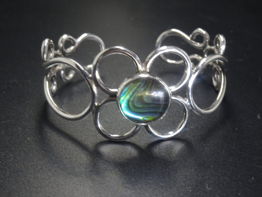 CUFF BRACELET 12MM STONE-STERLING SILVER image 0