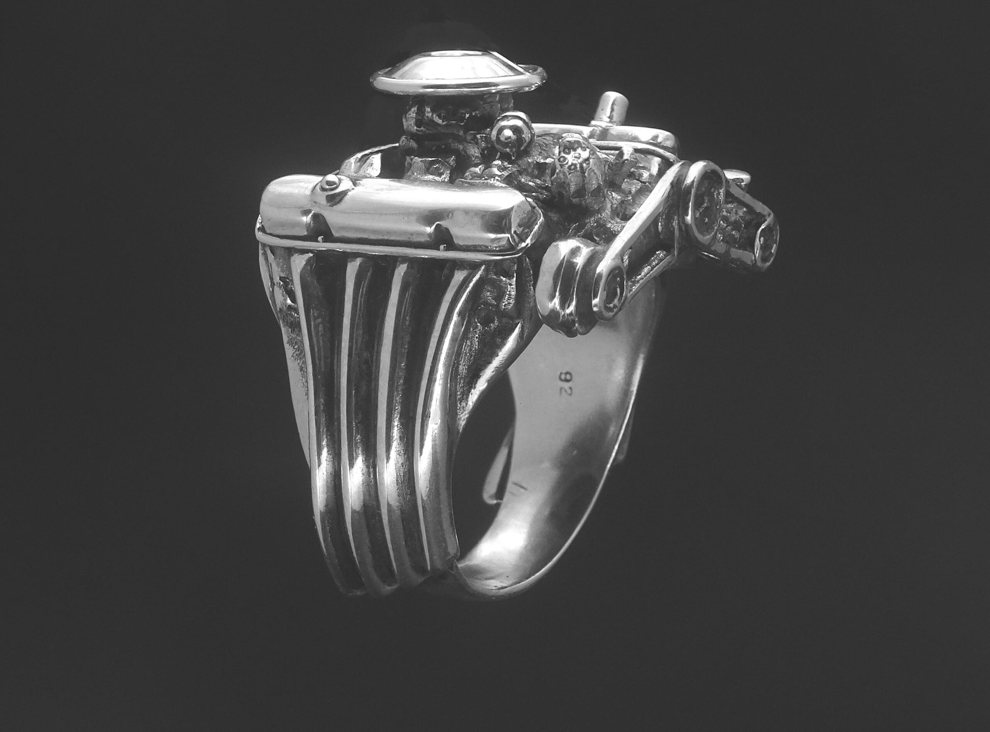 DODGE 440 ENGINE RING W/SMALL AIR CLEANER STERLING SILVER image 1