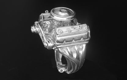 CHRYSLER 426 HEMI STERLING SILVER-ENGINE RING image 2