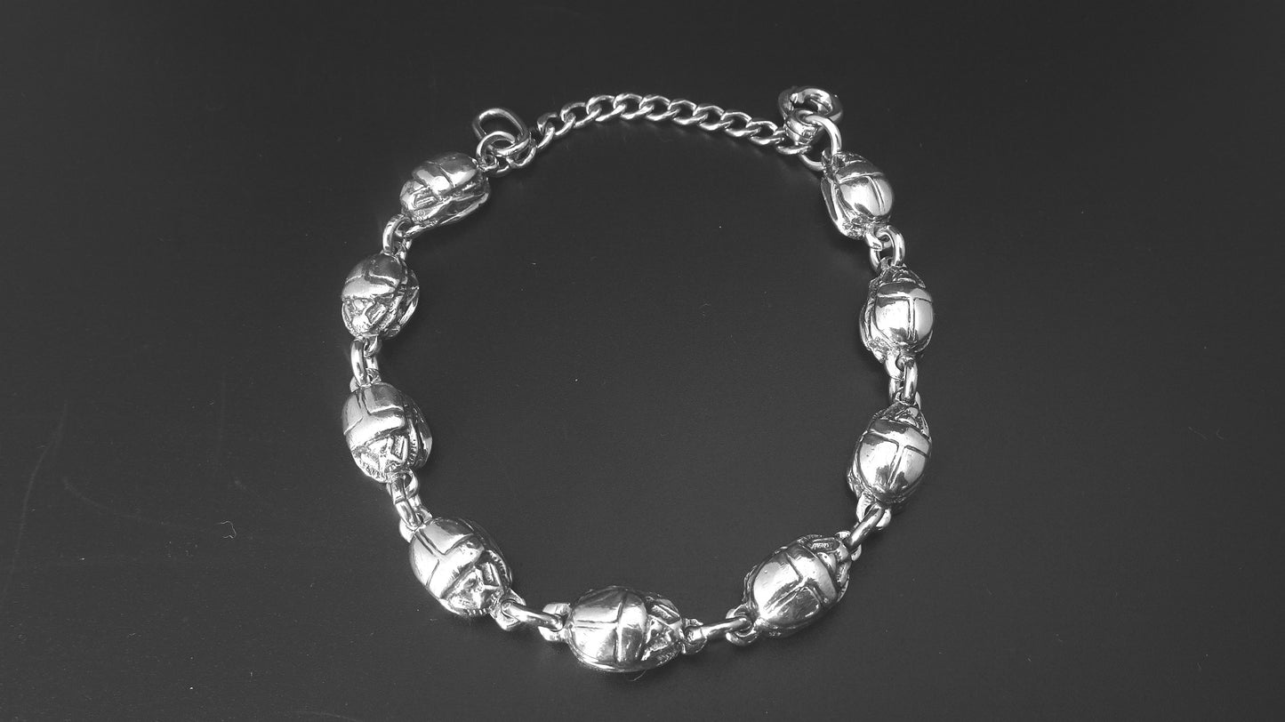 STERLING SILVER SCARAB CHAIN LINK BRACELET image 0