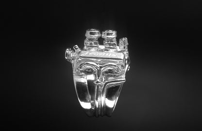 CHEVY 283 2-2'S W/ AIR CLEANERS STERLING SILVER - ENGINE RING image 1