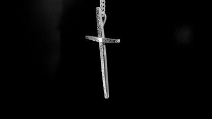 CROSS-TAPERED TEXTURED-STERLING SILVER CROSS SIZE:  3″ X 1 7/8" image 1