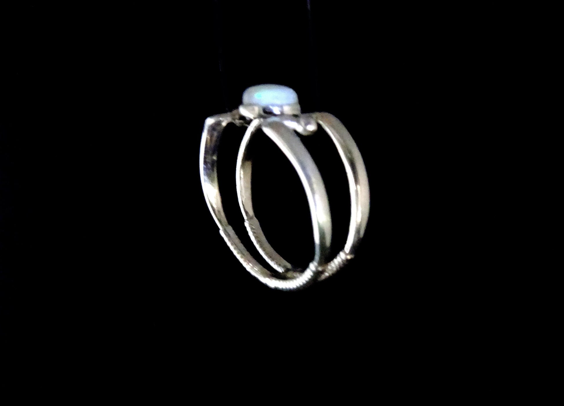 FIELD HOCKEY STICK - STONE RING -STERLING SILVER image 2