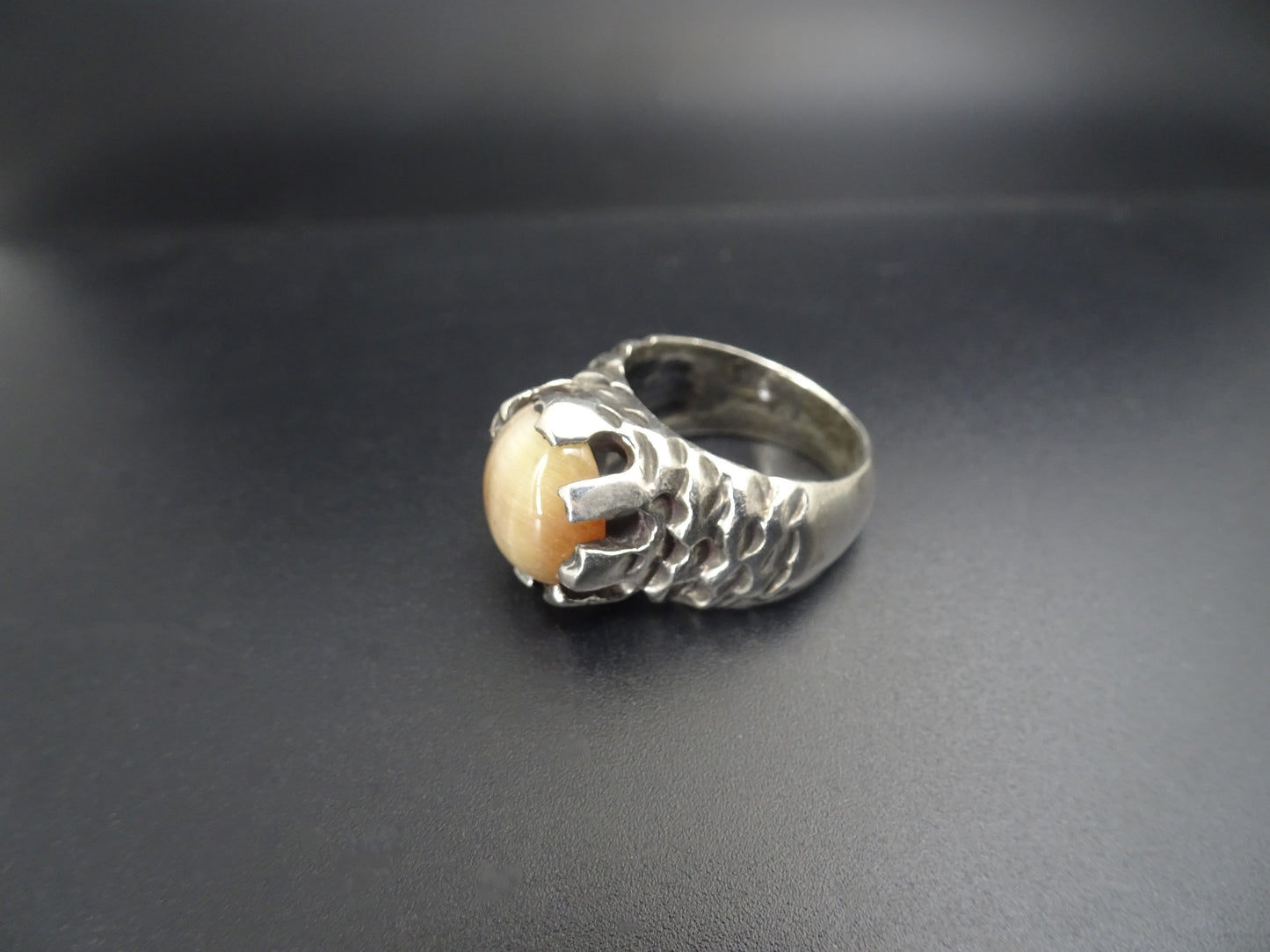 GOLDEN TIGER EYE STONE STERLING SILVER RING image 1