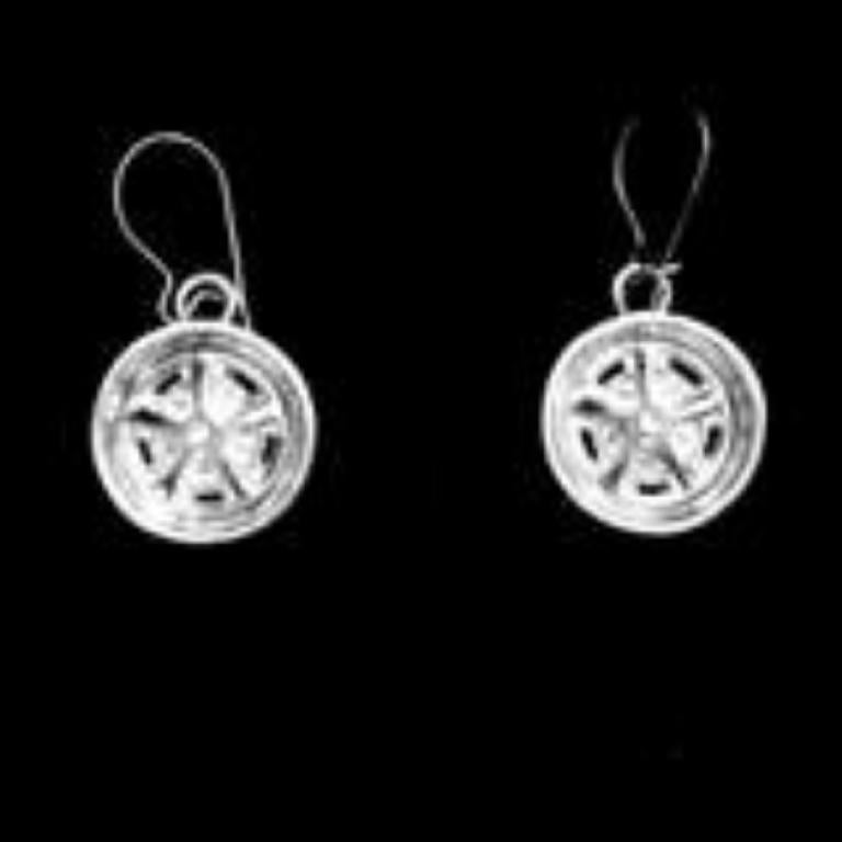 PLYMOUTH 1968 MAG WHEEL EAR RINGS-STERLING SILVER (92.5) WITH WIRES. image 0