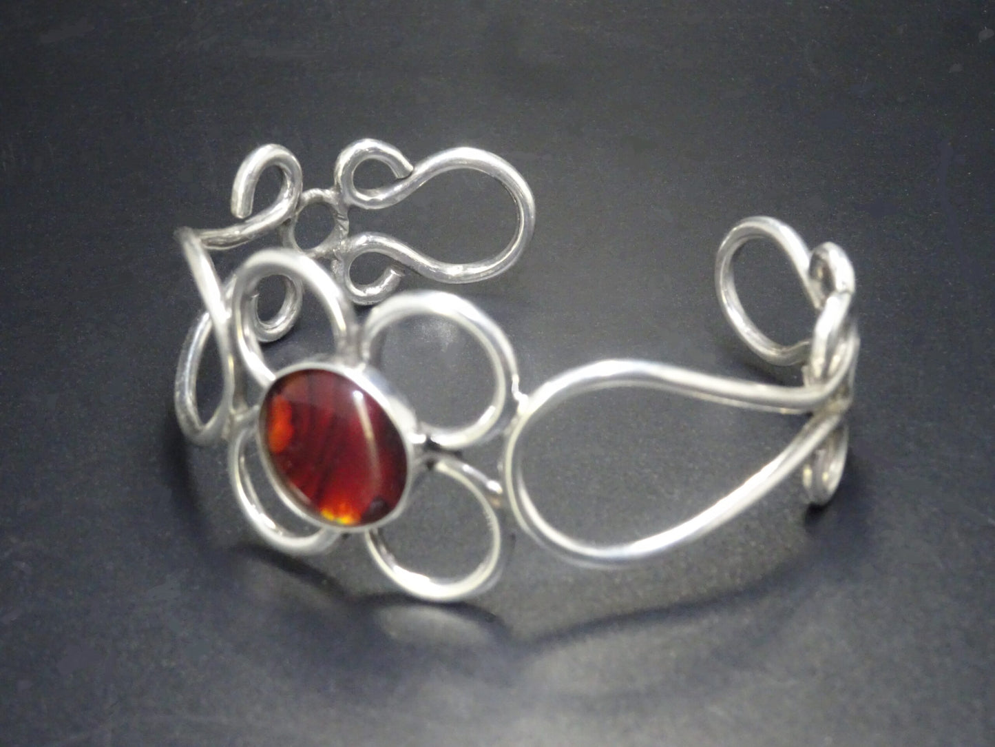 CUFF BRACELET 12MM STONE-STERLING SILVER image 2