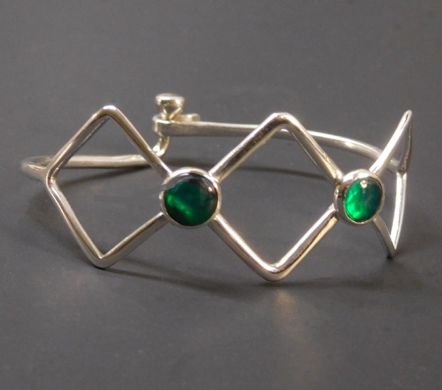 THREE SQUARE CLASP STERLING SILVER BRACELET image 0