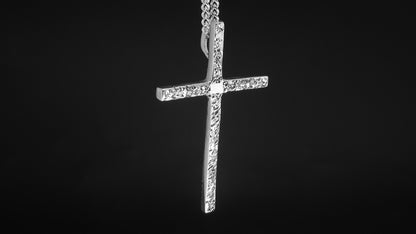 CROSS-TEXTURED SMALL-STERLING SILVER CROSS SIZE:  1 3/4" by 1 1/8" image 0