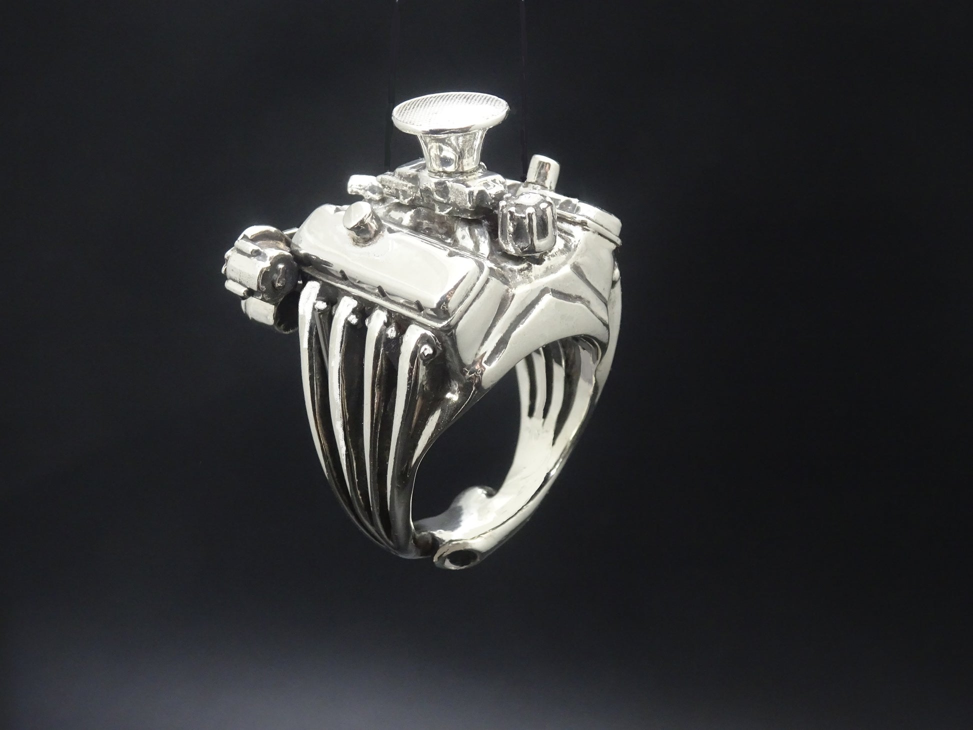 396 BIG BLOCK CHEVY STERLING SILVER ENGINE RING image 0